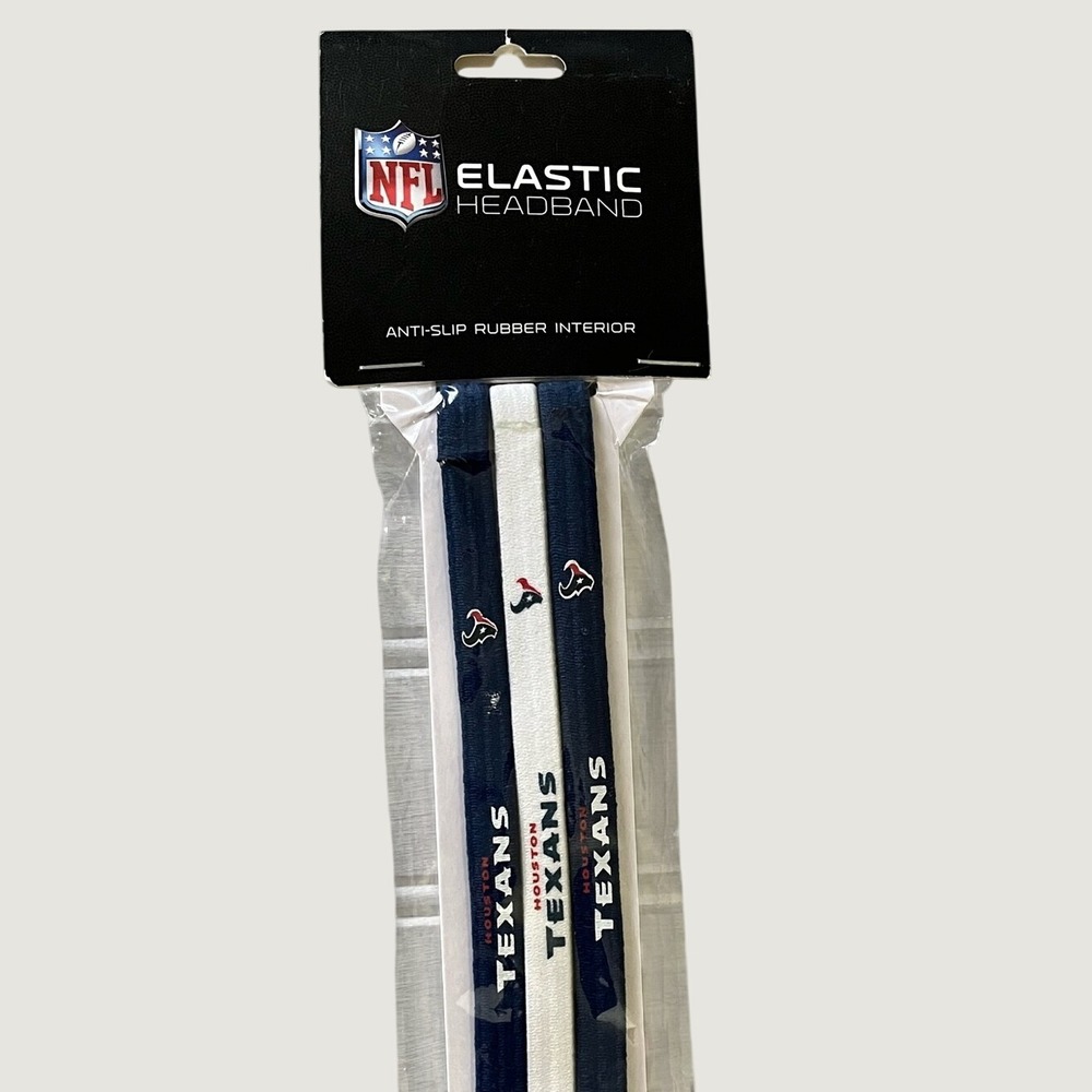 NFL Houston Texans Elastic Headbands 3 Pack Non Slip New In Package Navy White